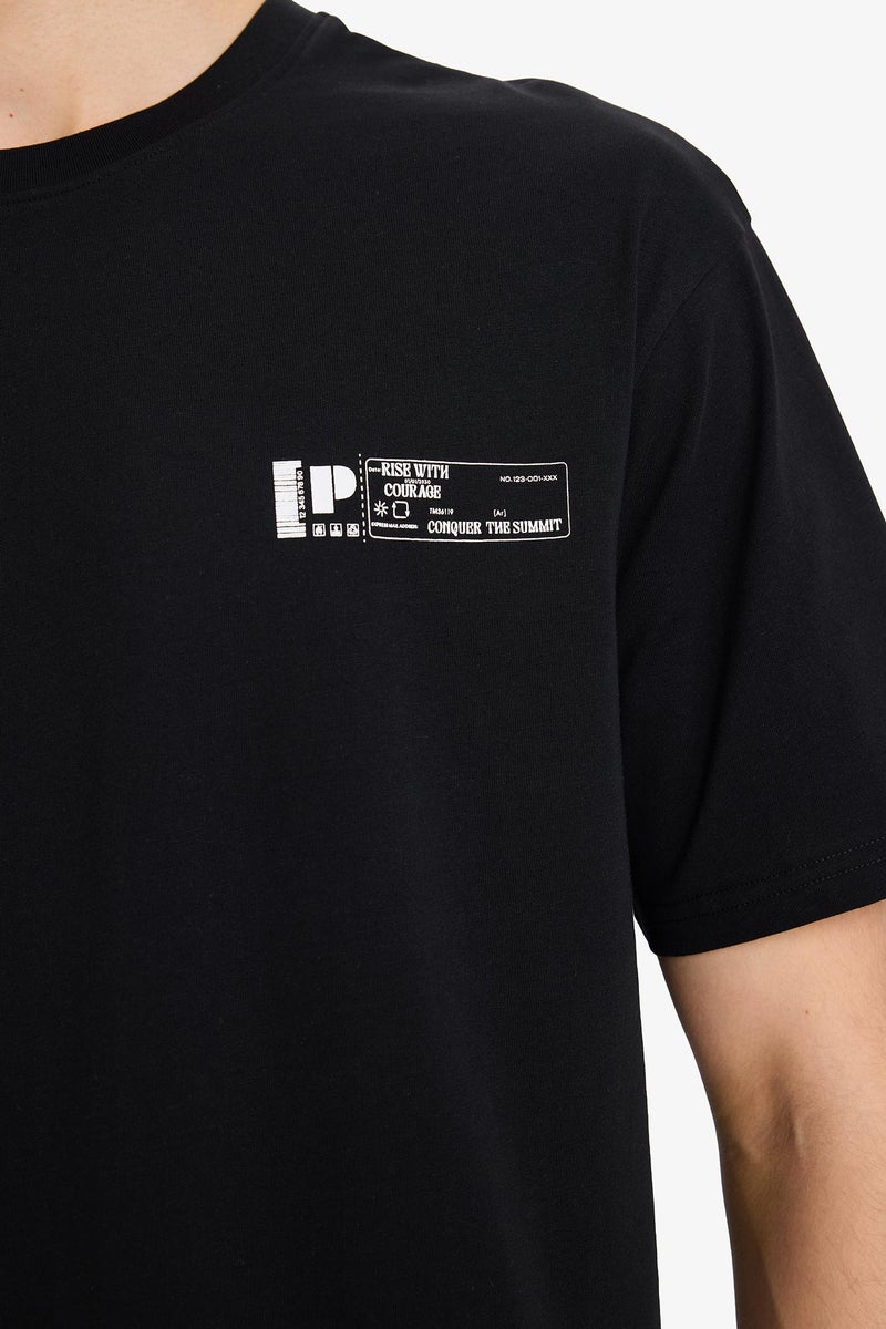 DeFacto Black Man Boxy Fit Crew Neck Short Sleeve T-Shirt Casual - Image 4